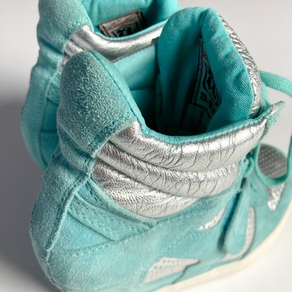 ASH Bea High-Top Wedge Sneaker in blue & silver suede leather - Picture 11 of 11